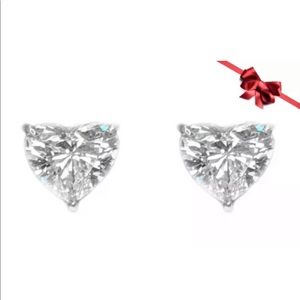 Platinum Heart Shaped Diamond Stud Earrings 1.50CT